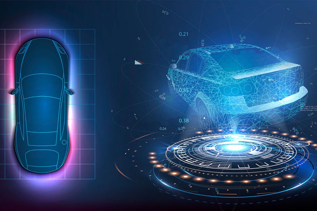 Digitales Automodell mit Maßen