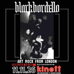 Mi11.11.20 : 00 BLACK BORDELLO Gothic Art Rock from London Band Website KULTURZENTRUM KINETT Am Hofacker 11 66869 Kusel Black Bordello ist eine Art-Rock-Band aus London unter der Führung von Sienna Bordello, deren ausdrucksstarker Sopran und makabre Lyrik oft mit Künstleri …nnen wie Björk, Kate Bush und Siouxsie & the Banshees verglichen werden. Geprägt durch Siennas opernhaften Gesang und ein lebhaftes, fragmentiertes Songwriting, verbindet ihre wandelbare Form des Alternative Rock Elemente aus Vaudeville, Post-Punk, Jazz, Psychedelia, Gothic Rock und Kammer-Pop. Seit ihrem Auftauchen nach der Pandemie haben sie zwei Studioalben veröffentlicht, die in Publikationen wie CLASH, Wonderland, Loud & Quiet, Fred Perry und So Young besprochen sowie bei BBC Radio 6 gespielt wurden; zudem wurde einer ihrer Songs von David J, Bassist der legendären Gothic-Band, Bauhaus geremixt. x