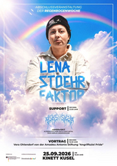 Fr25.9.19 : 00 Lena Stöhrfaktor (Rap/Berlin) + AshSForSkit (DarkRap/Trap aus Berlin Underground) Abschlussveranstaltung der Regenbogenwoche Kusel KULTURZENTRUM KINETT Am Hofacker 11 66869 Kusel 19.30 Uhr: Vortrag mit Vera Ohlendorf von der Amadeu Antonio Stiftung „Angriffsziel Pride“ Ab 21.00 Uhr Konzert mit: AshSForSkit (DarkRap/Trap aus Berlin …Underground) und Lena Stöhrfaktor (Rap/Berlin) x